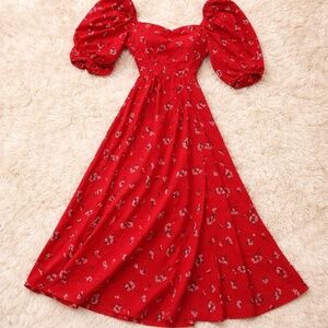 Blue Floral Romantic Midi Dress